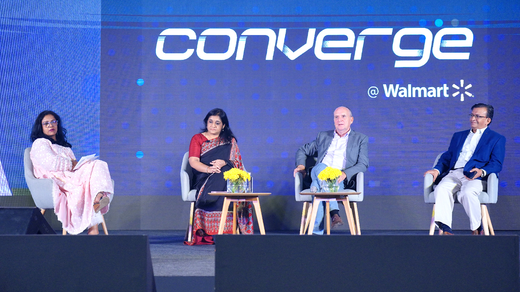  Bhumika Shrivastava, James Cameron, Nathan S V and Dr. Shilpa Kabra Maheshwari in a panel discussion.