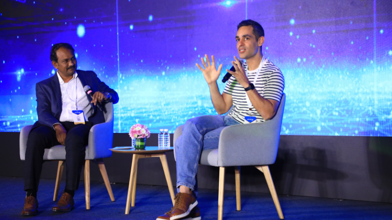Akhil Vishwanatham, VP, Technology, Walmart Global Tech, converses with Ankur Warikoo, entrepreneur, author, and creator, on stage at Converge @ Walmart.