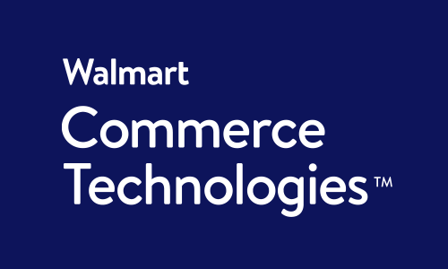 Branding text for Walmart Commerce Technologies on a dark blue background