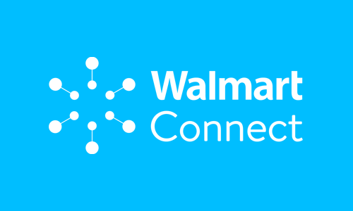 Walmart Connect spark on a light blue background with the accompanied by the text Walmart Connect